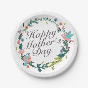 Assiettes En Carton Plaque en papier floral simple Joyeux Fête des Mèr