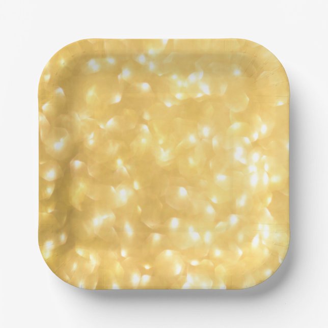 Assiettes En Carton Plaque en papier Golden Fairy Lights (Recto)