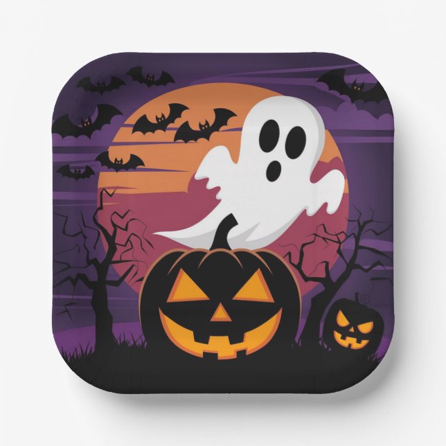 Assiettes En Carton Plaque en papier Halloween (Recto)