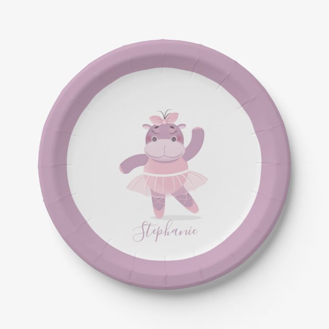 Assiettes En Carton Plaque en papier Hippo Ballerina (Devant)