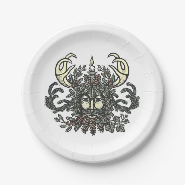 Assiettes En Carton Plaque en papier hiver-Greenman Holiday/Solstice (Devant)