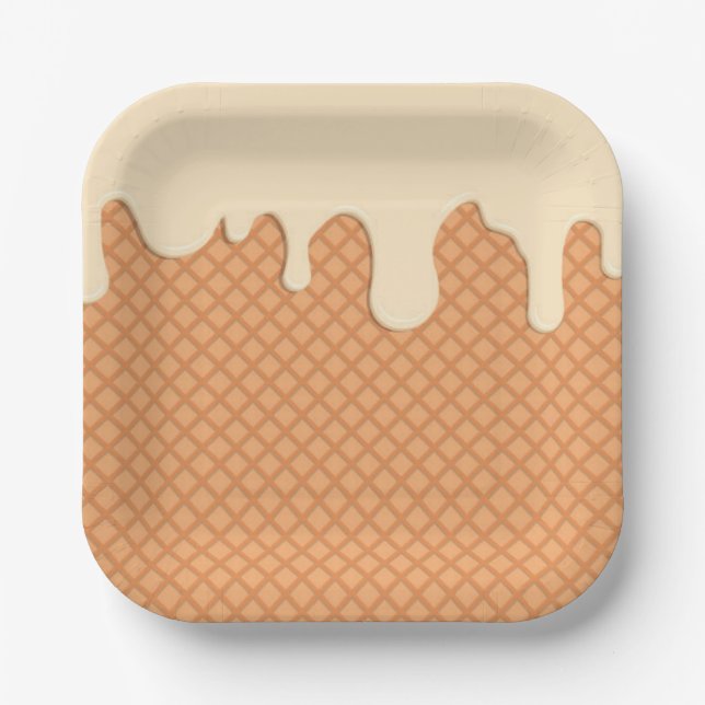 Assiettes En Carton Plaque en papier imprimé de crème glacée (Recto)