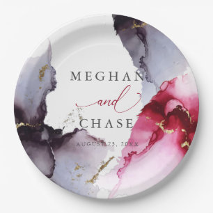 Assiettes En Carton Plaque en papier marbré pour Crimson et Améthyste