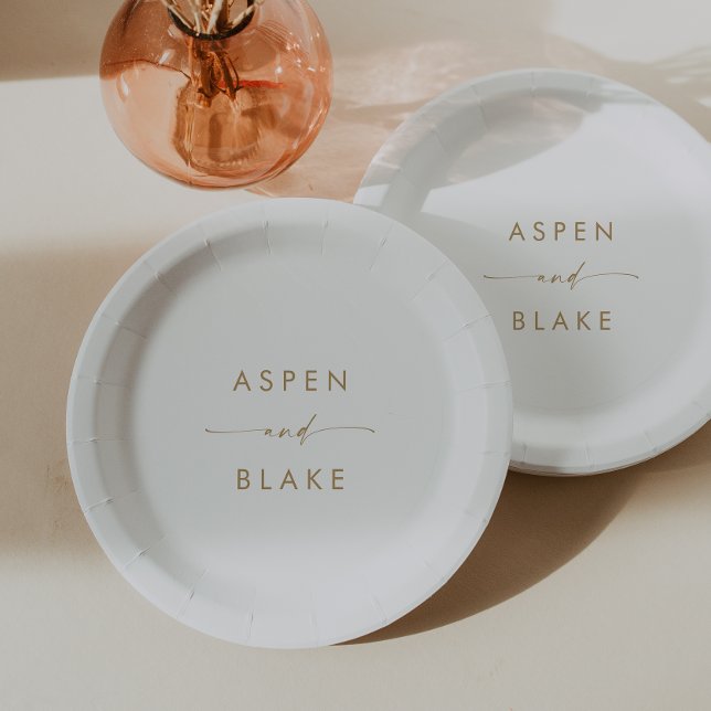 Assiettes En Carton Plaque en papier Mariage à coulis d'or moderne (Créateur téléchargé)