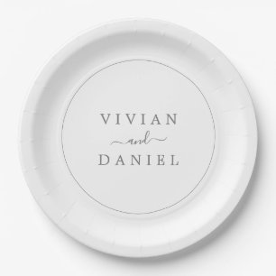 Assiettes En Carton Plaque en papier Mariage minimaliste en argent