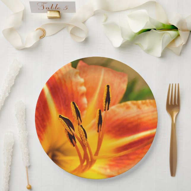 Assiettes En Carton Plaque en papier orange Tiger (Mariage)
