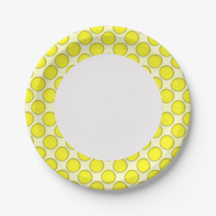 Assiettes En Carton Plaque en papier - Points jaunes sur la bordure