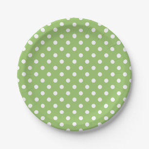 Assiettes En Carton Plaque en papier Pois vert et blanc