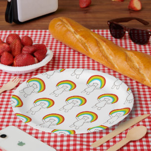 Assiettes En Carton Plaque en papier Polaire pour ours et arc-en-ciel