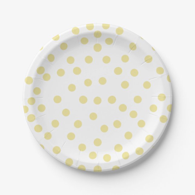 Assiettes En Carton Plaque en papier Polkadot jaune (Devant)