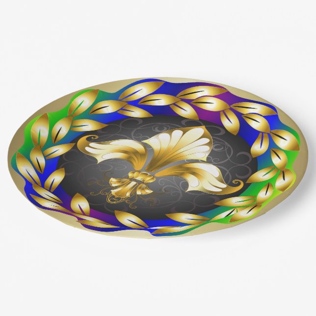 Assiettes En Carton Plaque en papier pour articles Fleur de Lis (Angle)