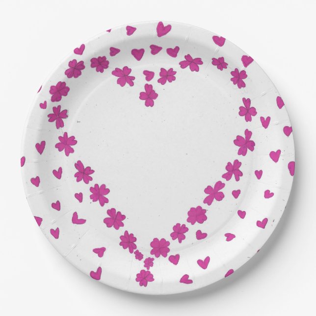 Assiettes En Carton Plaque en papier pour coeur pétale (Devant)