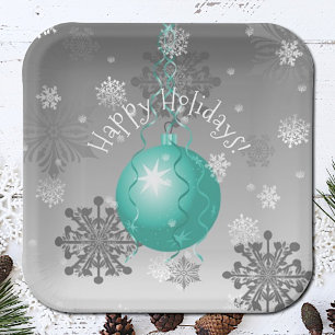 Assiettes En Carton Plaque en papier pour ornement de Noël turquoise