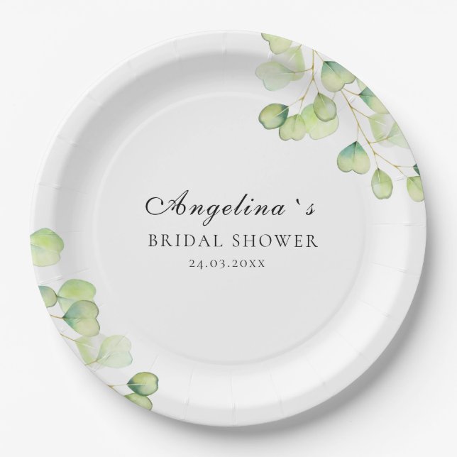 Assiettes En Carton Plaque en papier pour une douche nuptiale. (Devant)