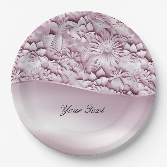 Assiettes En Carton Plaque en papier rose (Devant)