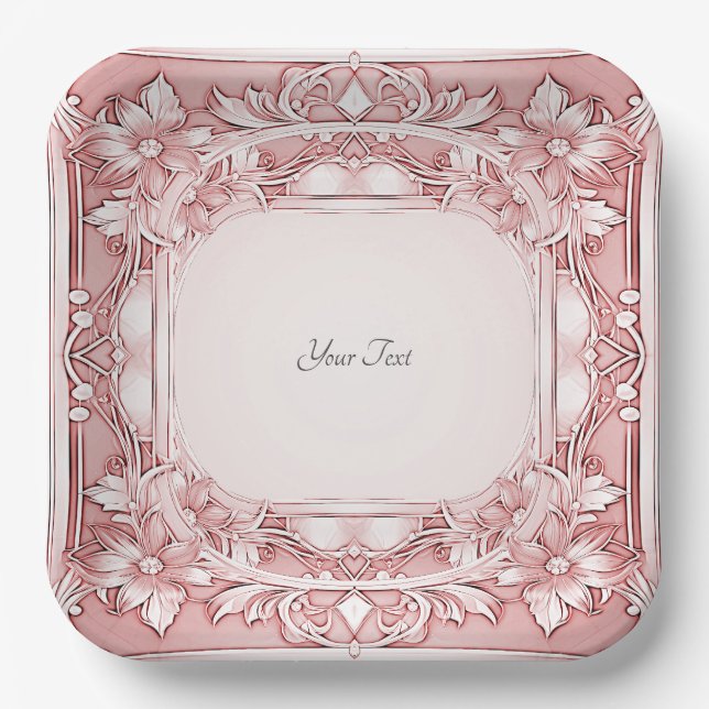 Assiettes En Carton Plaque en papier rose (Recto)