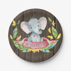 Assiettes En Carton Plaque en papier rose Baby shower de l'éléphant ru