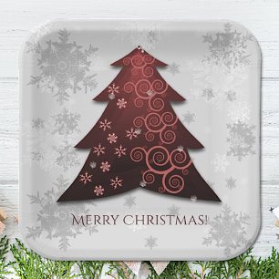 Assiettes En Carton Plaque en papier rouge Festin de Noël