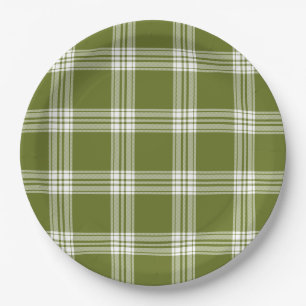 Assiettes En Carton Plaque en papier Tartan vert moderne