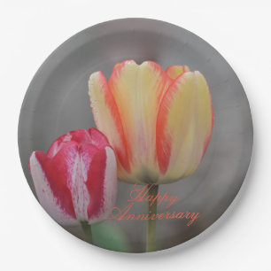 Assiettes En Carton Plaque en papier Tulipe Annivsaire
