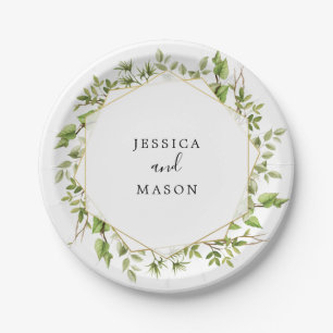 Assiettes En Carton Plaque en papier Wedding shower Woodland Greenery