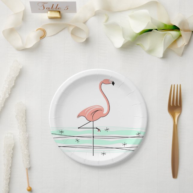 Assiettes En Carton Plaque Flamant rose Ocean (Mariage)