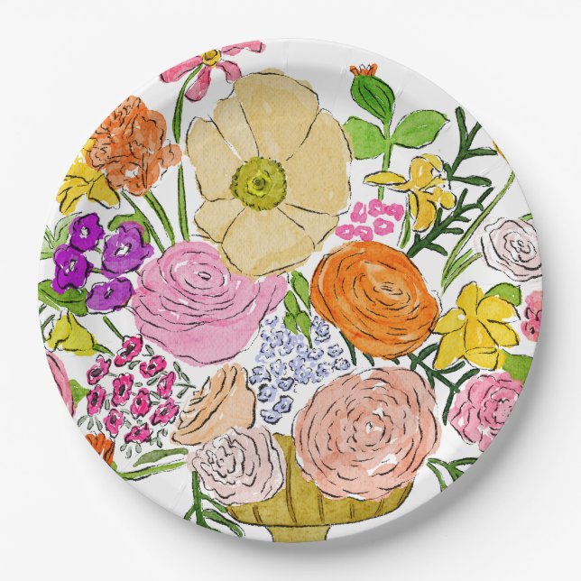 Assiettes En Carton Plaque florale | Poppy + Patrick (Devant)