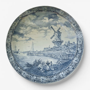 Assiettes En Carton Plaque hollandaise Blue Delft