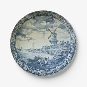 Assiettes En Carton Plaque hollandaise Blue Delft