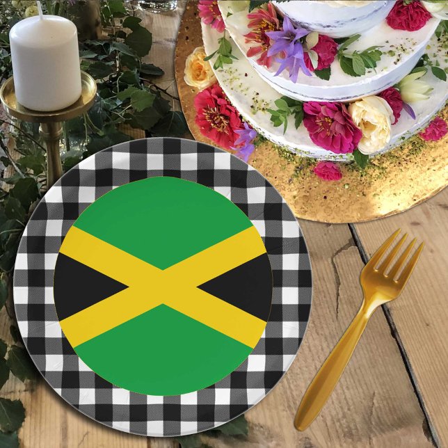 Assiettes En Carton Plaque jamaïcaine, plaid de buffle et drapeau jama (Créateur téléchargé)