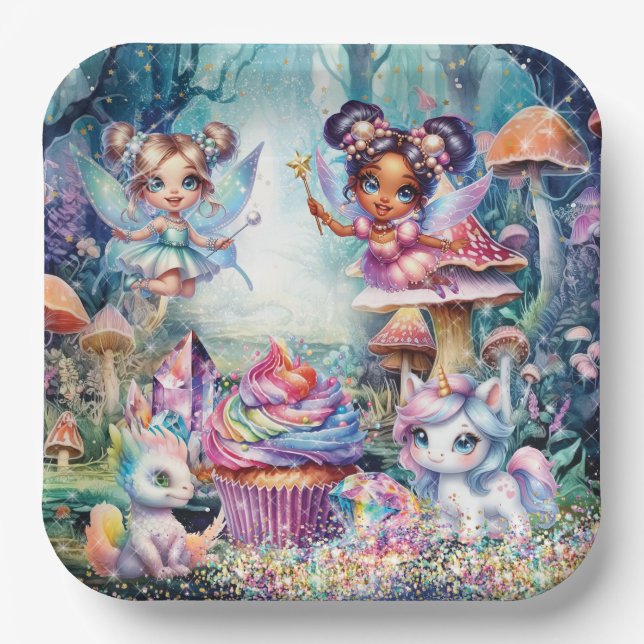 Assiettes En Carton Plaque magique Fairy Land Party (Recto)