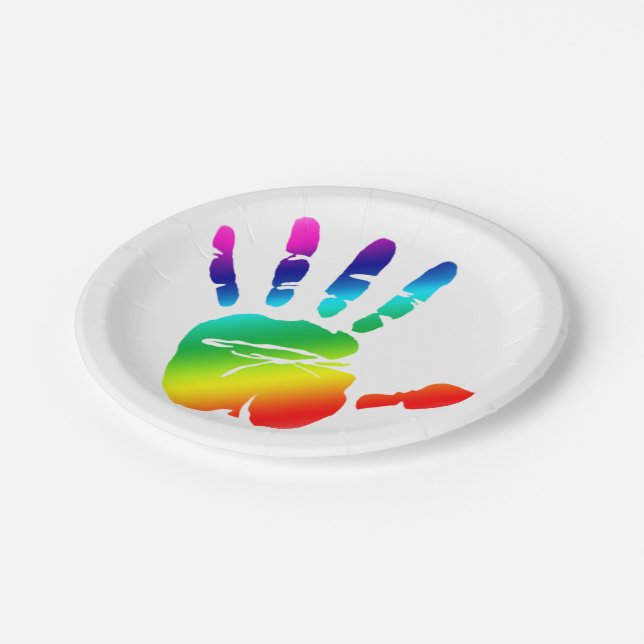 Assiettes En Carton Plaque main Rainbow (Angle)