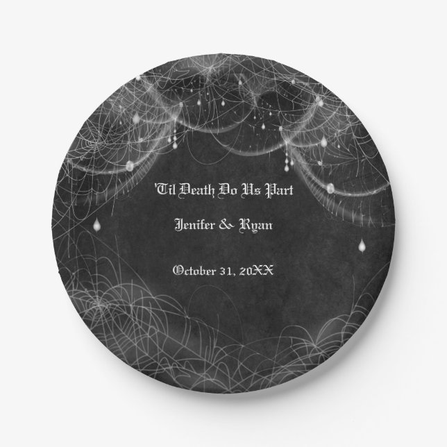 Assiettes En Carton Plaque mariage d'halloween gothique (Devant)