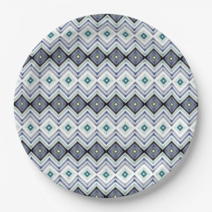 Assiettes En Carton Plaque papier à motif bleu et Turquoise