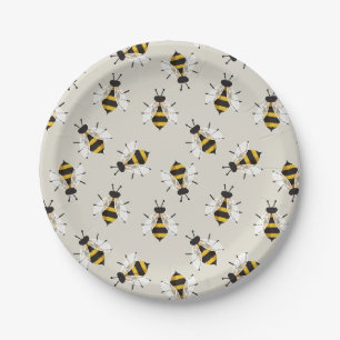 Assiettes En Carton Plaque papier à motifs illustrant les abeilles