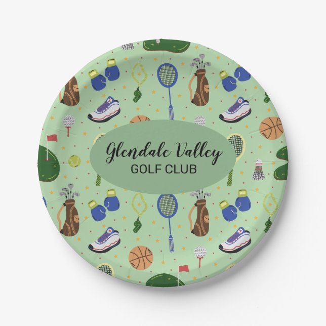 Assiettes En Carton Plaque papier à thème de golf customisée (Devant)