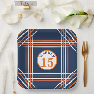 Assiettes En Carton Plaque papier à thème Orange et Blue Sports