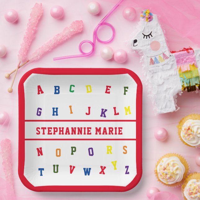 Assiettes En Carton Plaque papier Baby shower ABC Girl (Fête)