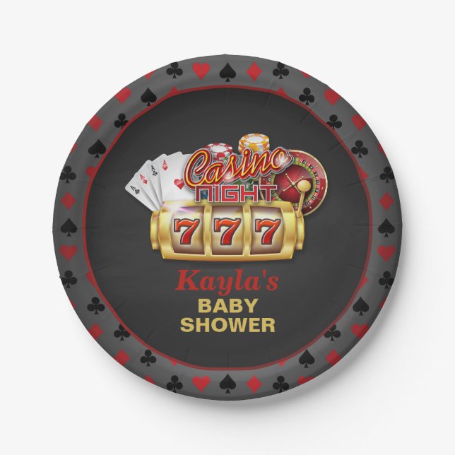 Assiettes En Carton Plaque papier Baby shower Casino (Devant)