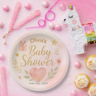 Assiettes En Carton Plaque papier Baby shower personnalisée - Aquarell