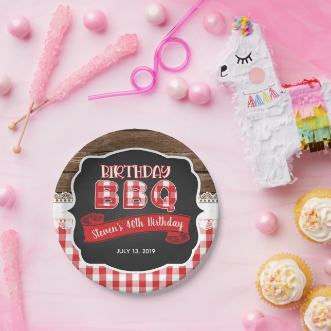 Assiettes En Carton Plaque papier BBQ Anniversaire - Rouge (Fête)