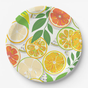Assiettes En Carton Plaque papier - Boho Citrus Slices