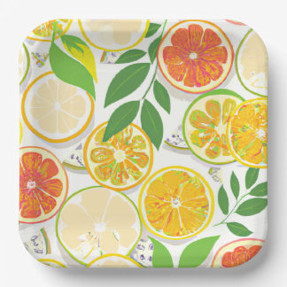 Assiettes En Carton Plaque papier - Boho Citrus Slices