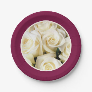 Assiettes En Carton Plaque papier-Cassis co-décorée avec des Roses ivo