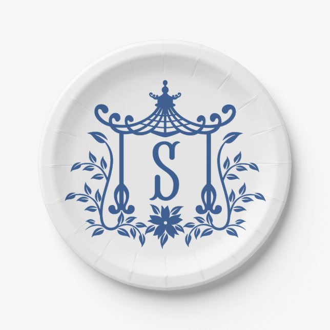 Assiettes En Carton Plaque Papier Chic Pagode Monogramme S (Devant)