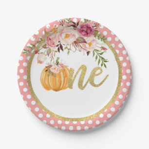 Assiettes En Carton Plaque papier citrouille d'anniversaire - Pois flo