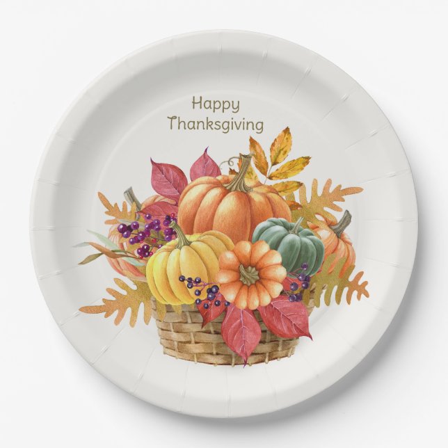 Assiettes En Carton Plaque papier Citrouille Thanksgiving (Devant)