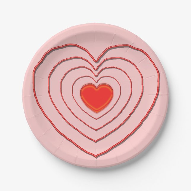 Assiettes En Carton Plaque papier - Coeurs imbriqués multiples (Devant)