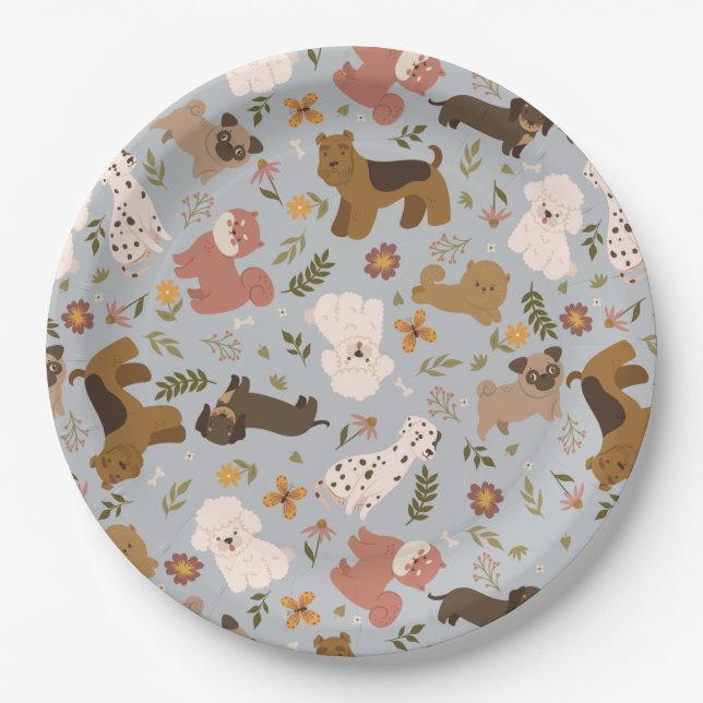 Assiettes En Carton Plaque Papier Cute Pups (Devant)