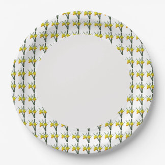 Assiettes En Carton Plaque papier - Daffodiques sur bord